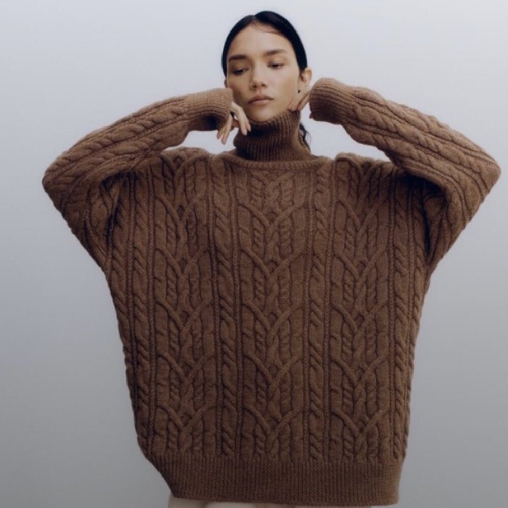 Cordera Eco Wool Turtleneck Sweater in Brown One Size